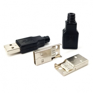 سوکت usb نری سر کابلی کانکتور usb کاور دار فیش نری usb نوع A سرسیم usb لحیمی male