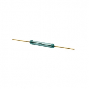 رید رله 28 میلیمتر رید سوئیچ 28mm سنسور مغناطیس شیشه ای سبز پایه طلایی 2.8 سانتی متر cm کنتاکت باز no نرمالی اپن reed relay switch