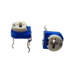 پتانسیومتر 10 کیلو اهم پلاستیکی خوابیده روبردی 103 سفید آبی ولوم ده کیلو 065 پتانسیومتر 10k پتانسیومتر تک 1 یک دور