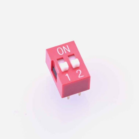 دیپ سوئیچ دو تایی 2 راهه دو ردیفه 2 کاناله 2 پین سفید قرمز 4 پایه روبردی ds1040 dip switch